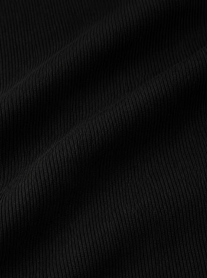 Premium Cotton Elastane Ribbed Sleeveless Vest - Black