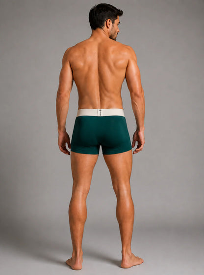 Men's Cotton Elastane DryMax Solid Trunk with Ultrasoft Waistband - Peacock Green