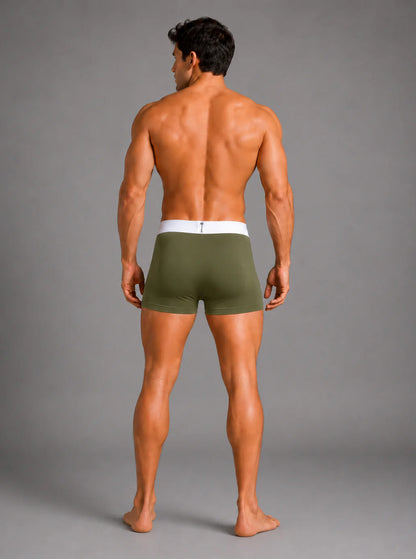 Men's Polyamide Elastane StretchMax Performance Trunk  - Olive Green