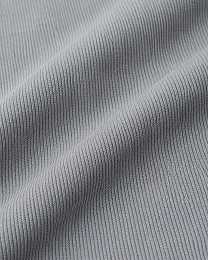 Soft gray ribbed cotton fabric for men's everyday innerwear, showcasing comfort and clean fit texture.
